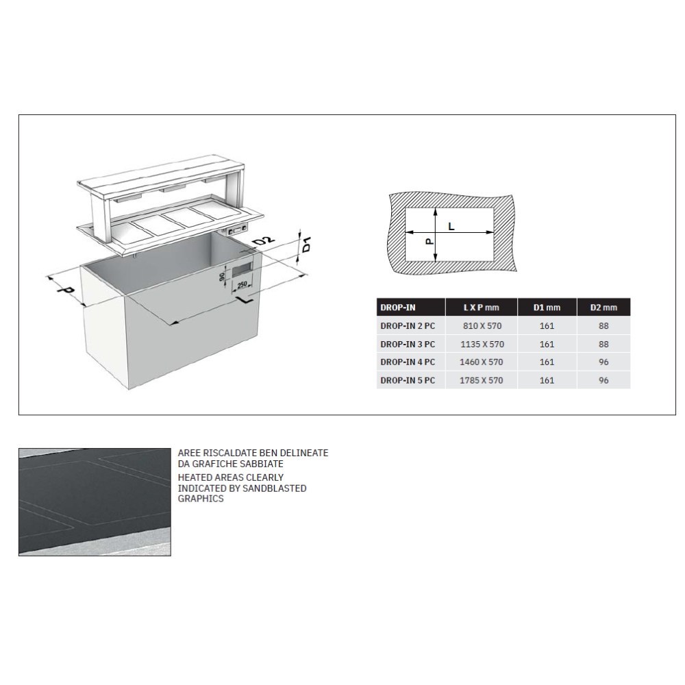 Surface froide à encastrer ROCAM 006INDROP3PC