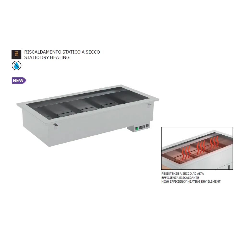 Bain-marie chaud à encastrer ROCAM 006INDROP4DRY
