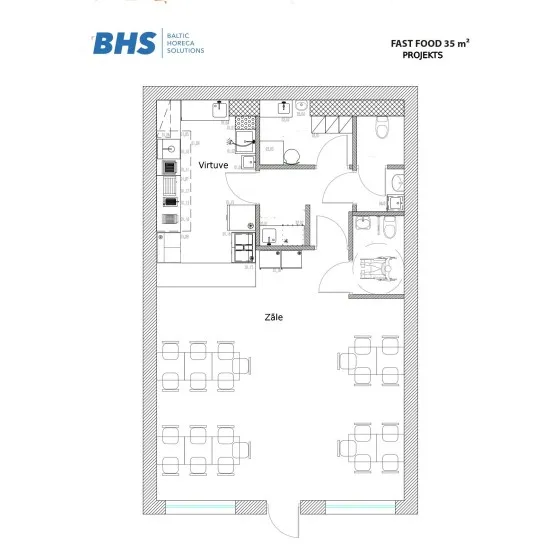 Projet de restauration rapide 35 m2