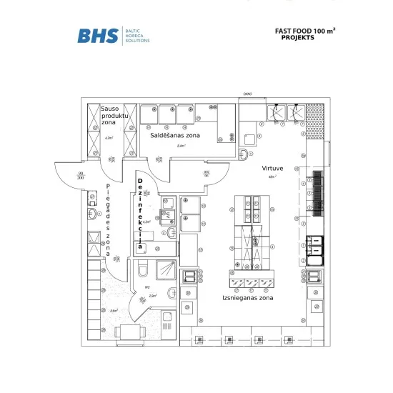 Projet de restauration rapide 100 m2