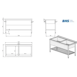 Table de travail de cuisine BHS-HoReCa DV2-PSA-165/75/85