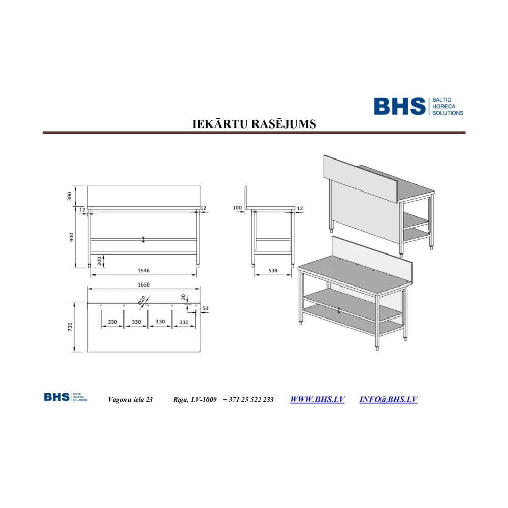 Table réfrigérée sur mesure BHS-HoReCa CK25-1054-165/730/900