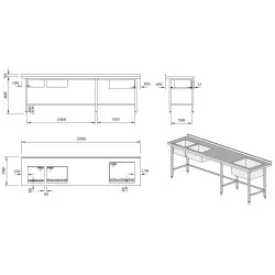 Table de travail de cuisine Novameta 25-11884-00.00.00 SB_A