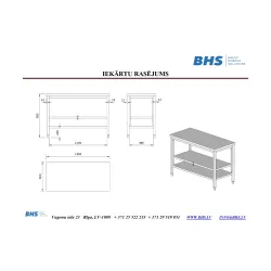 Table de travail de cuisine BHS-HoReCa CH24-1389-130/60/90