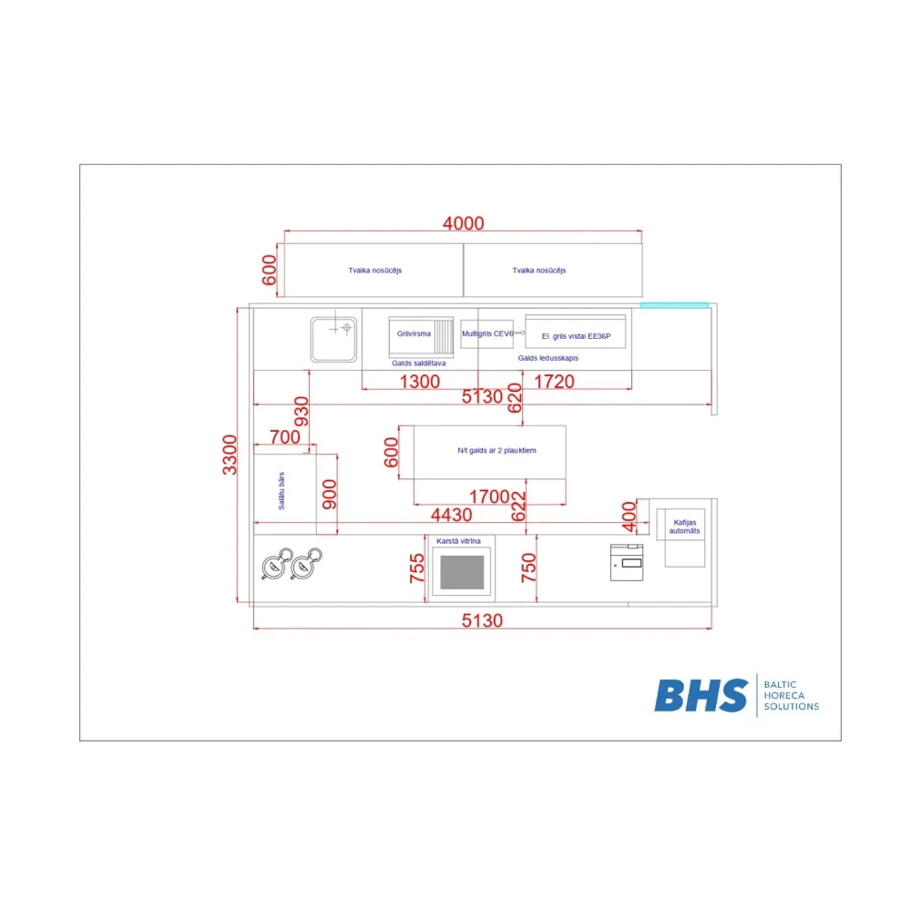 Plan de conception de zone de grillades BHS-HoReCa RAS101