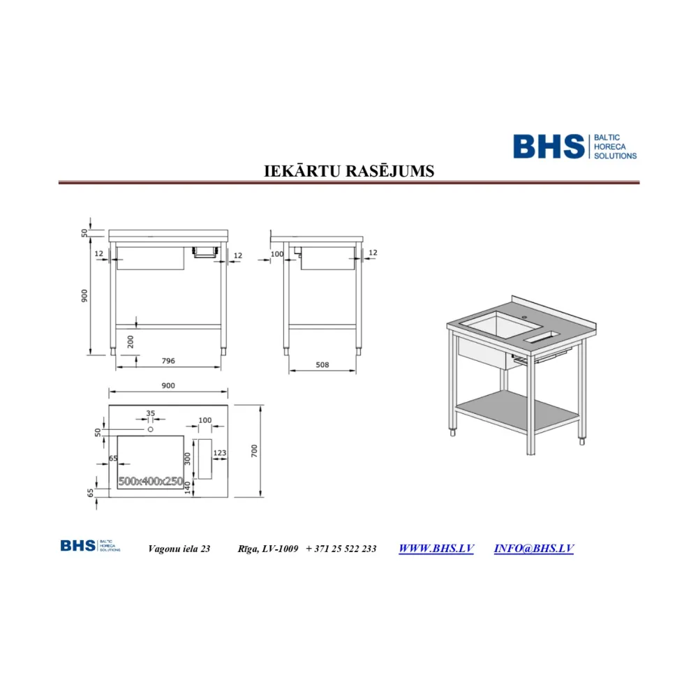Solution non standard pour la plonge BHS-HoReCa PR-worktable-withsink-900