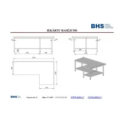 Table de travail de cuisine BHS-HoReCa PR-worktable-2200-1400