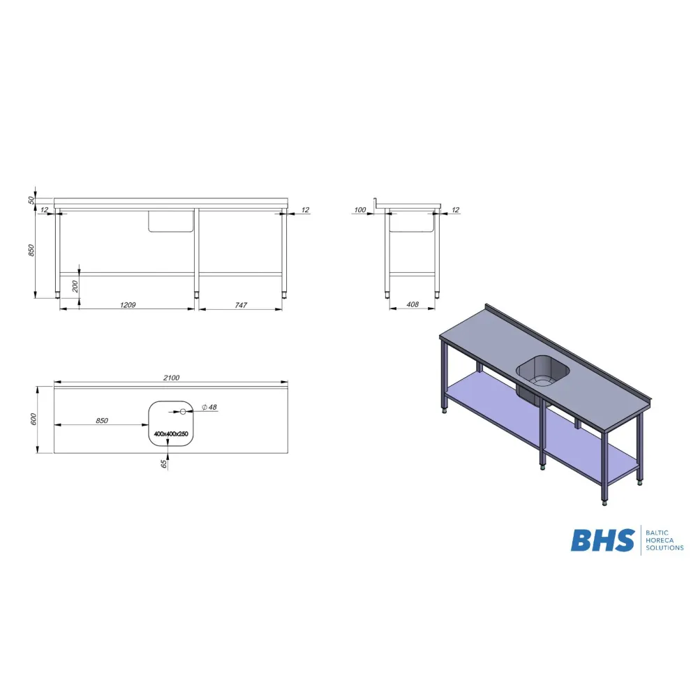 Table de travail de cuisine BHS-HoReCa NN63