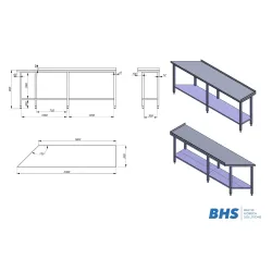 Table de travail de cuisine BHS-HoReCa BHS-ZJ22-1218-230/50/90