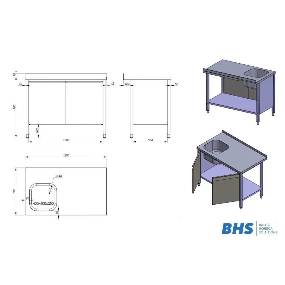 Table de travail de cuisine BHS-HoReCa NN68