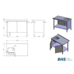 Table de travail de cuisine BHS-HoReCa NN68