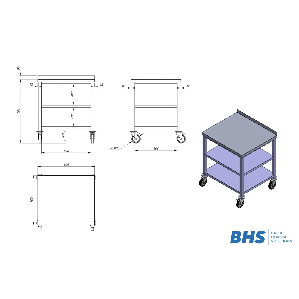 Table de travail de cuisine BHS-HoReCa NN64