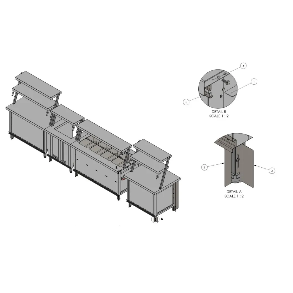 Installation d'un système modulaire et dessins BHS-HoReCa RAS-MOD