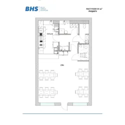 Plan de conception de fast-food de 35 m² BHS-HoReCa RAS-FastFood35m2