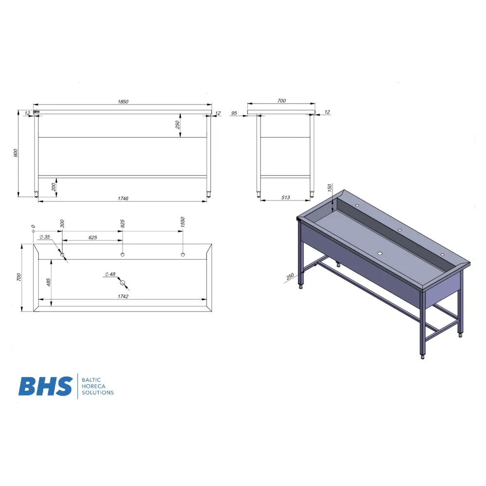 Solution non standard pour la plonge BHS-HoReCa ZJ22-1187-190/70/90