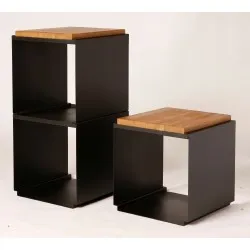 Tabouret OnFire Storage Cube avec finition bois BHS-HoReCa BHS-CBC