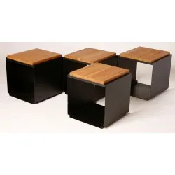 Tabouret OnFire Storage Cube avec finition bois BHS-HoReCa BHS-CBC