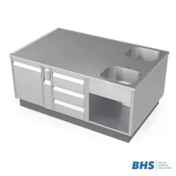 Table de travail îlot sur mesure avec éviers BHS-HoReCa NN39