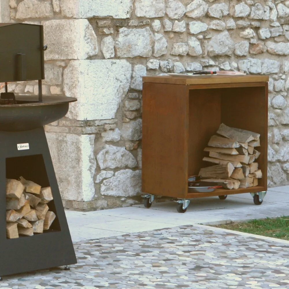 Table de travail avec cadre ouvert et roues pour grills OnFire BHS-HoReCa BHS-TCR