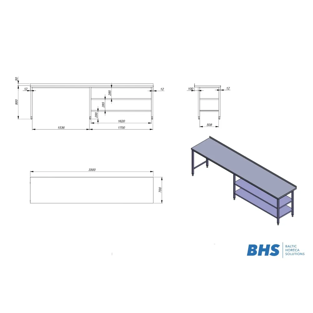 Table de travail de cuisine BHS-HoReCa NN65