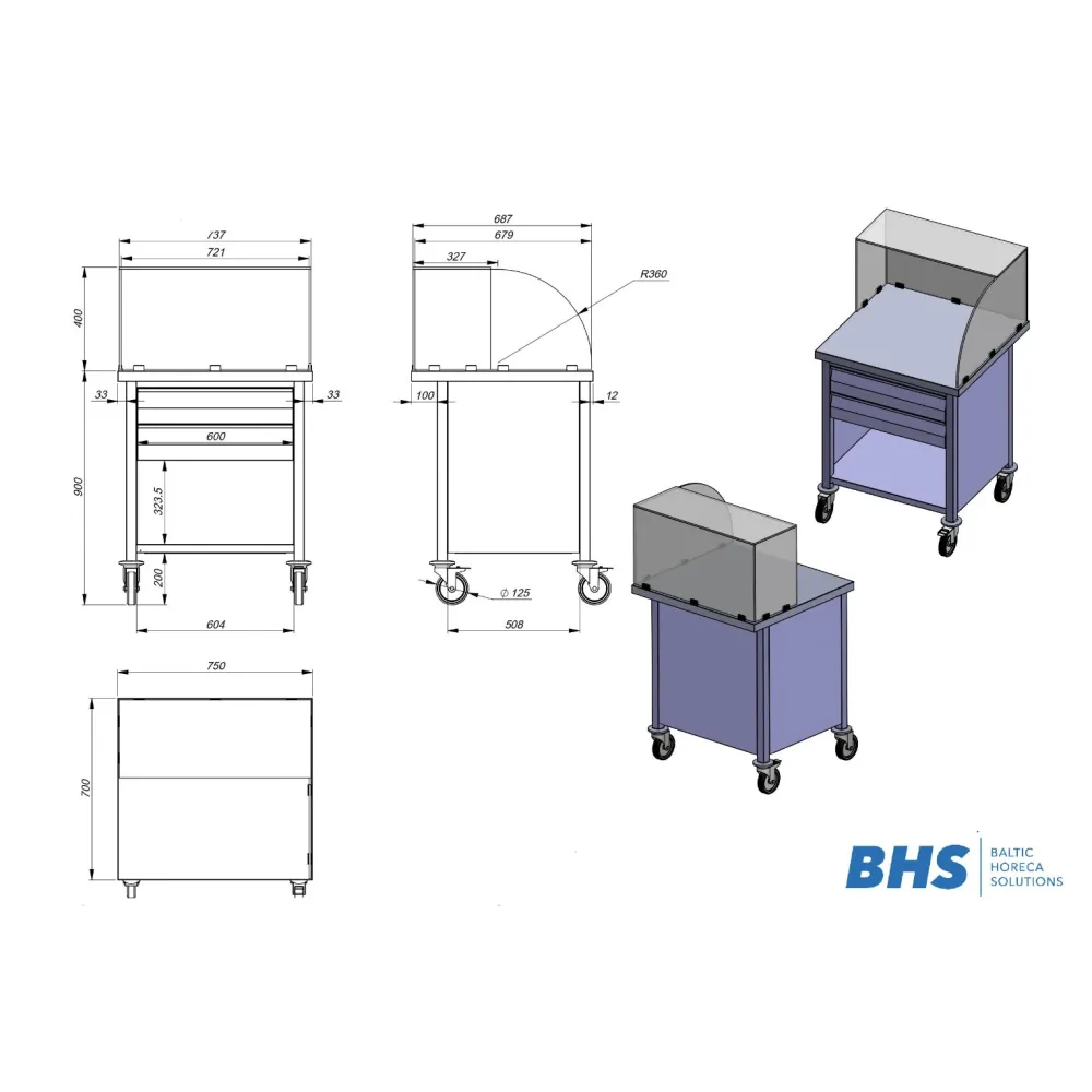 Table de travail de cuisine BHS-HoReCa RAS112