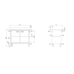Table facile à monter avec portes, profondeur 600 mm GREDIL 950156080S