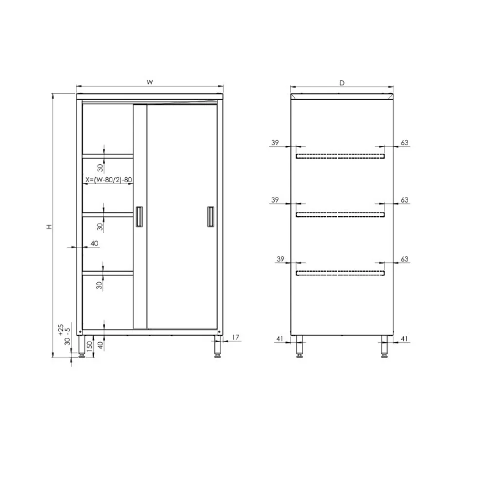 Armoire facile à monter avec portes, profondeur 600 mm GREDIL 951606100S