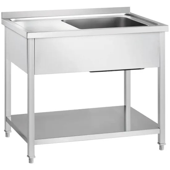 GREDIL Tables en acier inoxydable avec un évier et une étagère