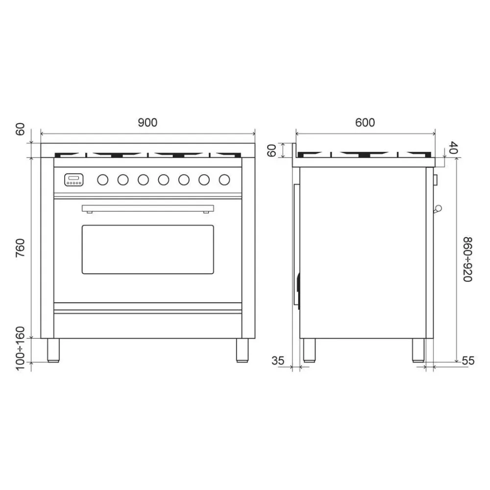 Cuisinière ILVE P09FWE3