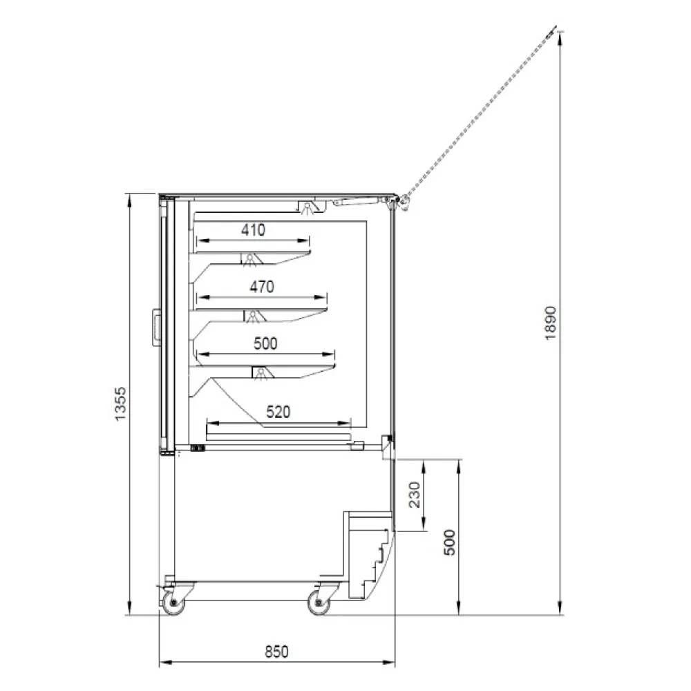 Vitrine pâtissière sans régulation de température JUKA C-1-MG-140NE