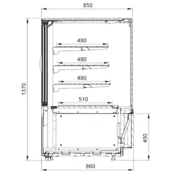 Vitrine pâtissière sans régulation de température JUKA C-1-RF-60/NE