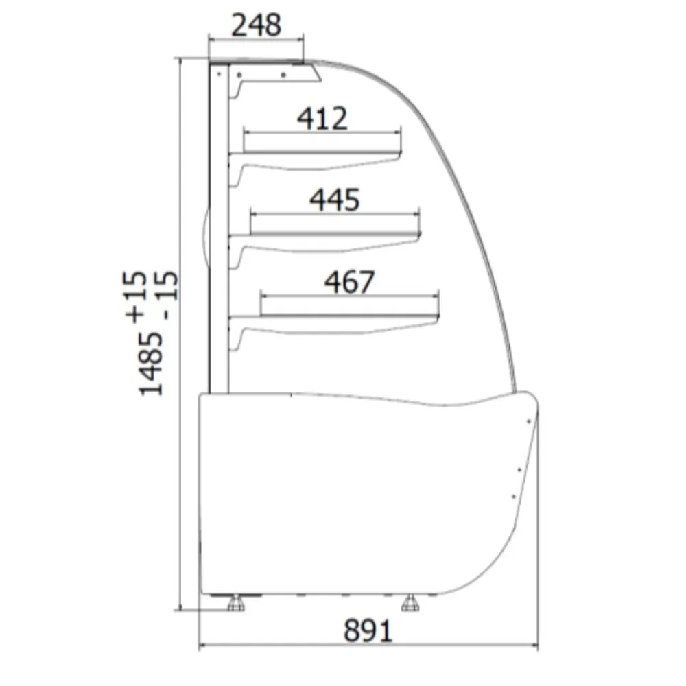 Vitrine pâtissière sans régulation de température JUKA C-1-BL-200/NE