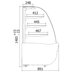 Vitrine pâtissière sans régulation de température JUKA C-1-BL-90/NE