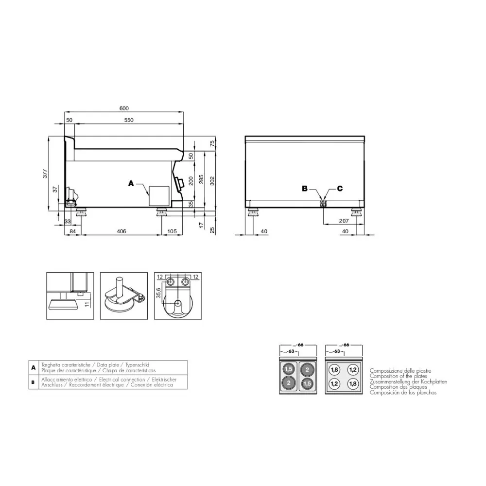 Table de cuisson électrique pour navires LOTUS 16030630X
