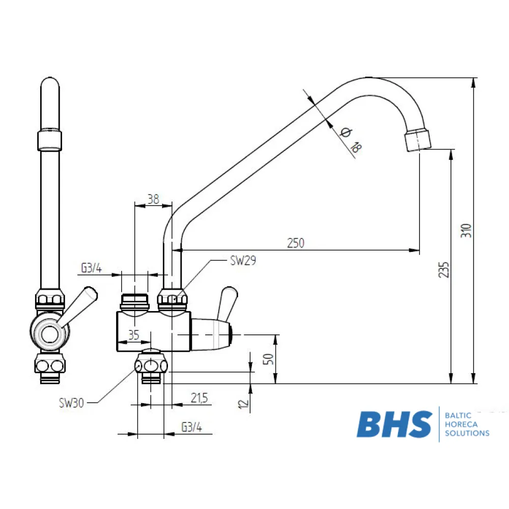 Robinet mitigeur 20208 pour lignes de service ATENA MONOLITH R0501020208