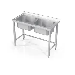 Table en métal avec double évier sans étagère Novameta BHS-PRA-100/60/85