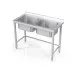 Table en métal avec double évier sans étagère Novameta BHS-PRA-120/60/85