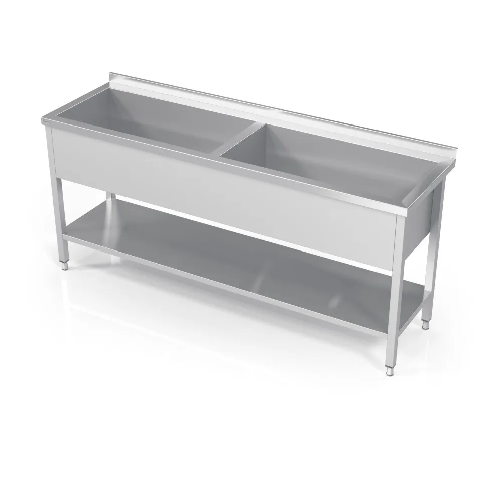 Évier double pour marmites avec étagère Novameta DV2-PLA-140/60/90