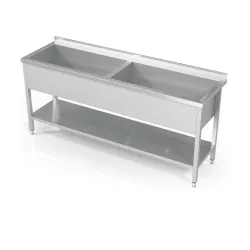 Évier double pour marmites avec étagère Novameta DV2-PLA-140/60/90