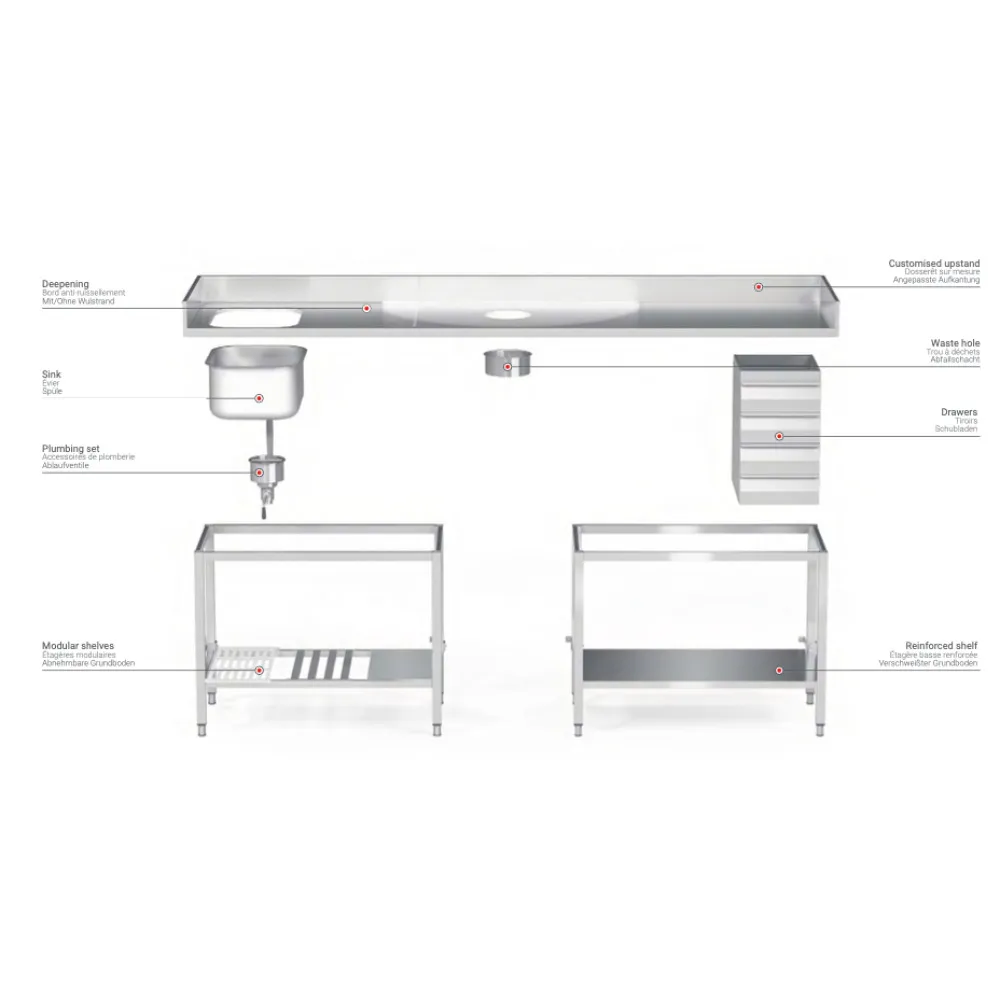 Table de travail avec étagère Novameta BHS-PLV-250/60/90