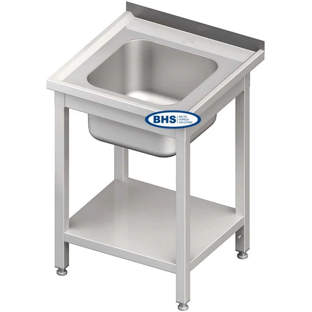 Table de travail en acier inoxydable avec évier et étagère Novameta BHS-PLA-70/60/85
