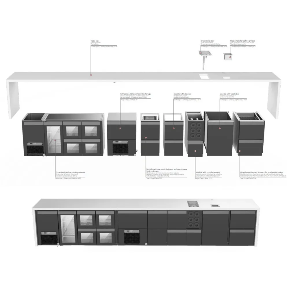 Module avec distributeur de gobelets Novameta BHS-Z-CUPS6H2DRW-95/80/90