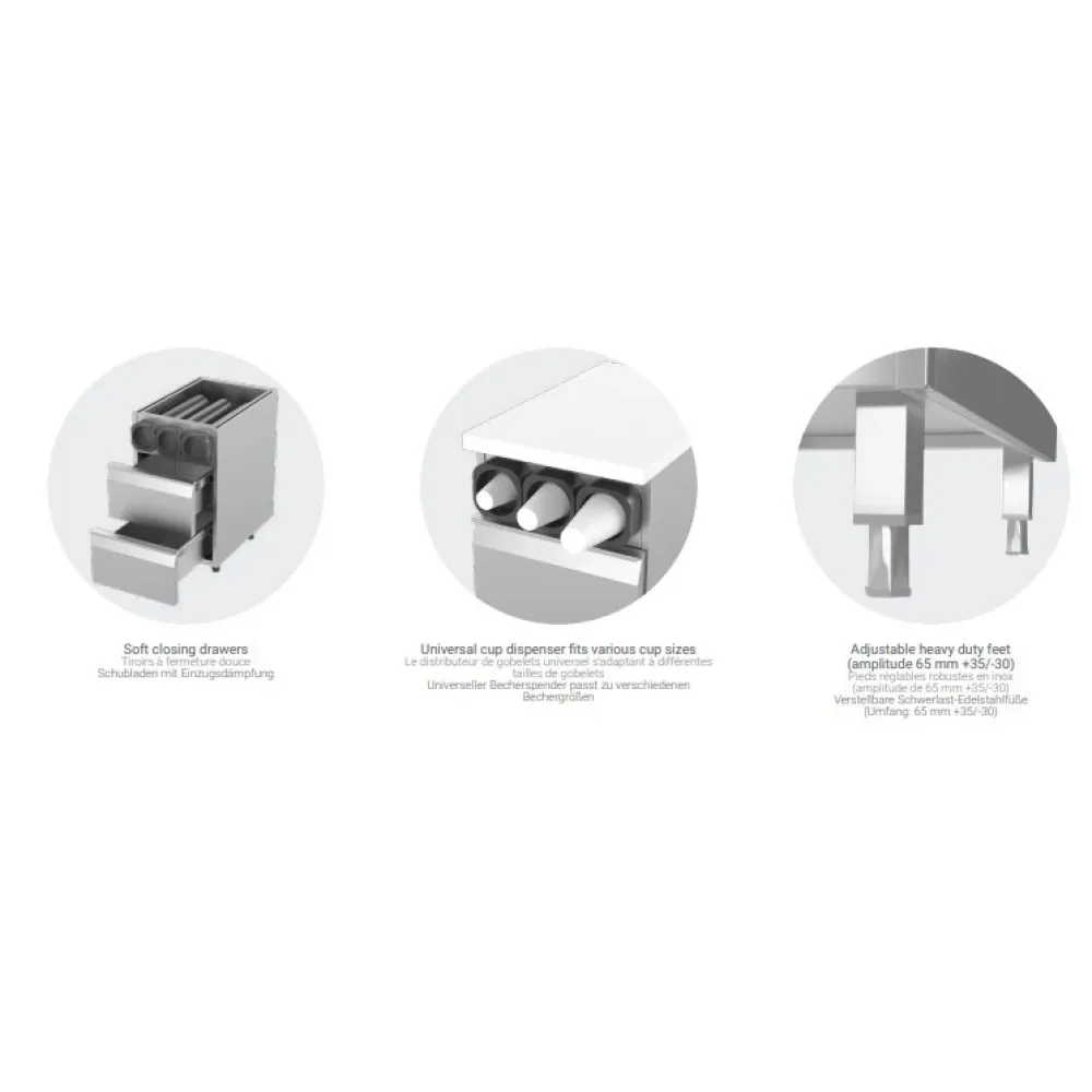 Module avec distributeur de gobelets Novameta BHS-Z-CUPS6H2DRW-95/80/90