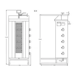 Grill à gyros à gaz POTIS PG2350/ PG2351