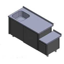 Projet de table sur mesure avec évier, réalisé à la commande BHS-HoReCa