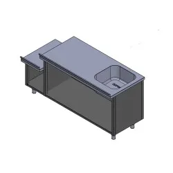 Projet de table sur mesure avec évier, réalisé à la commande BHS-HoReCa
