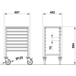 Chariot pour bac GN 1/1 ROCAM 039001/1C08IN