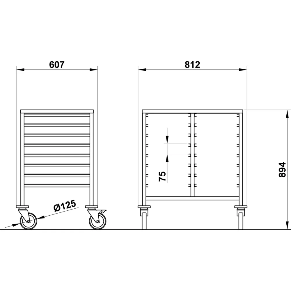 Chariot pour bac GN 1/1 ROCAM 039001/1C8+8IN