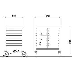 Chariot pour bac GN 1/1 ROCAM 039001/1C8+8IN