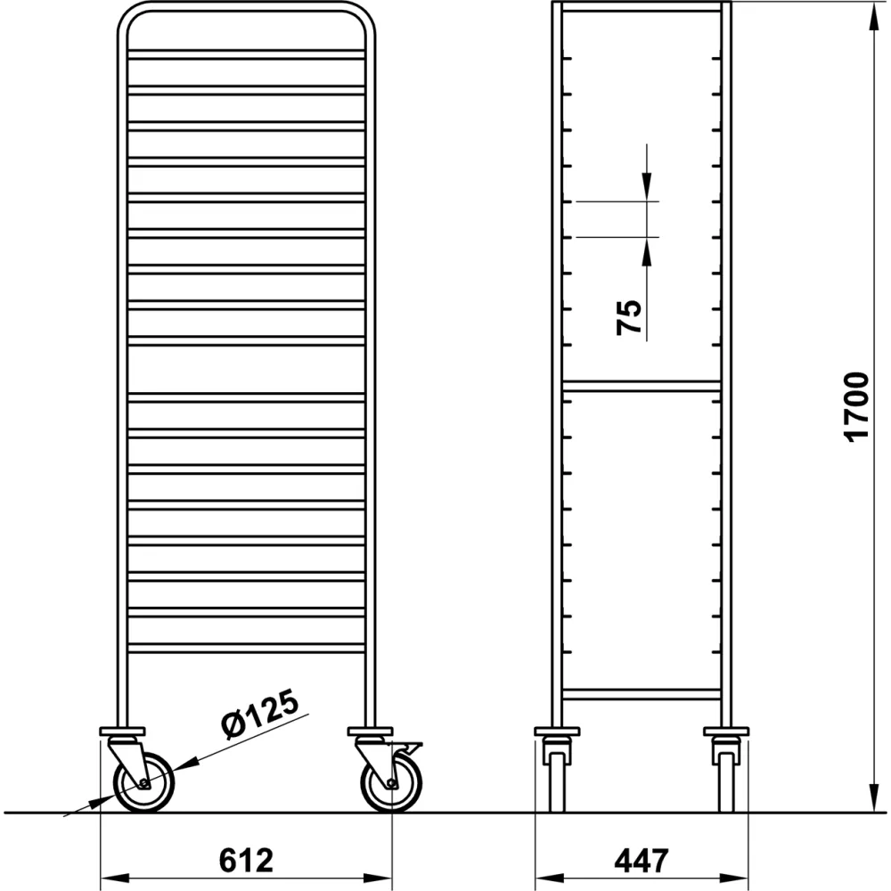 Chariot pour bac GN 1/1 ROCAM 039001/1L18IN